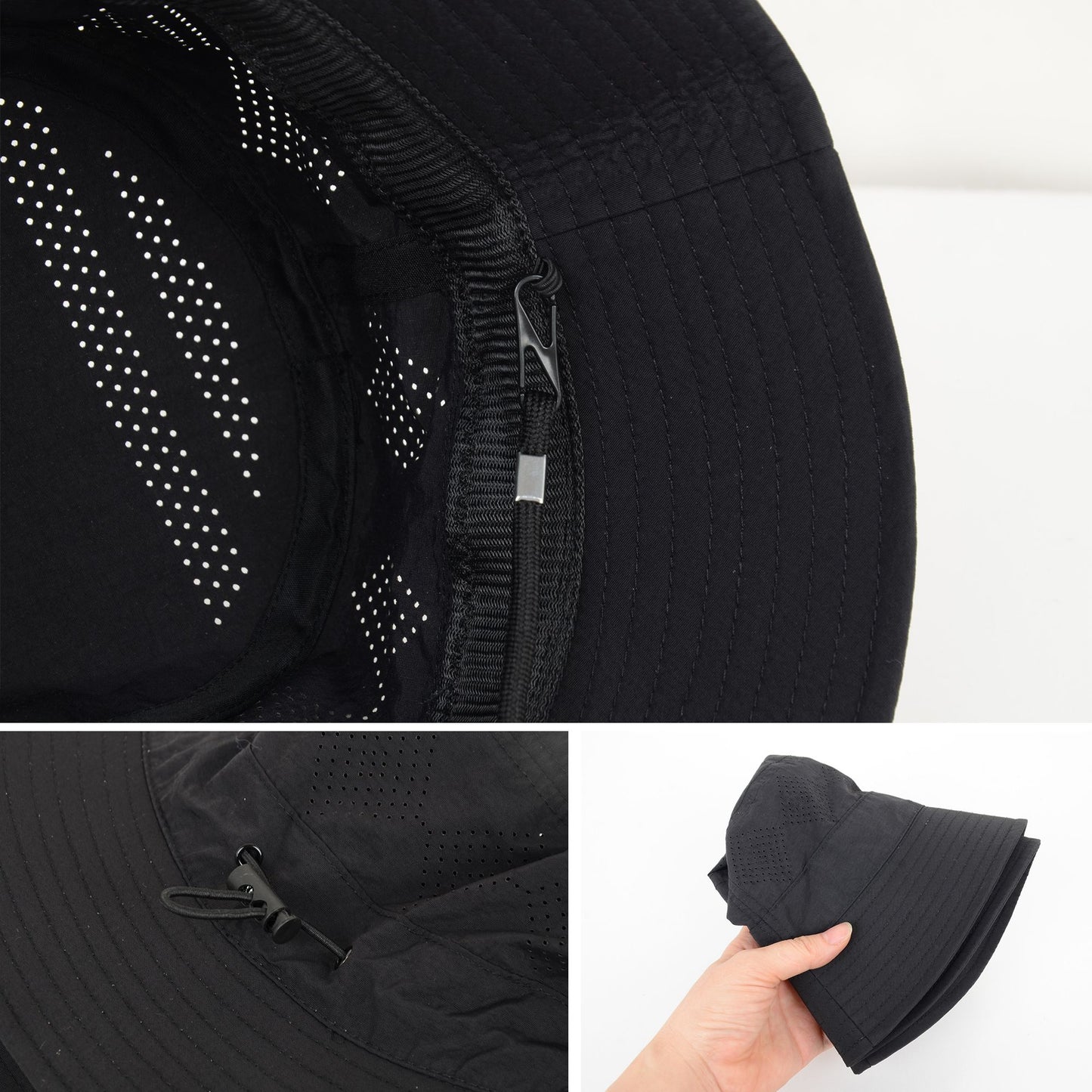 Lightweight Packable Bucket Hat with Ventilated Crown Chin Strap and Adjustable Fit for Travel Hiking and Outdoor Use