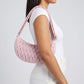 Ruched Crescent Shoulder Bag with Knotted Wide Adjustable Shoulder Strap 11.8x3.5x6.3in