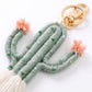 Cactus Macrame Keychain with Tassel Bag Charm