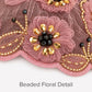 Floral Beaded Mesh Cloche Cap with Scalloped Trim