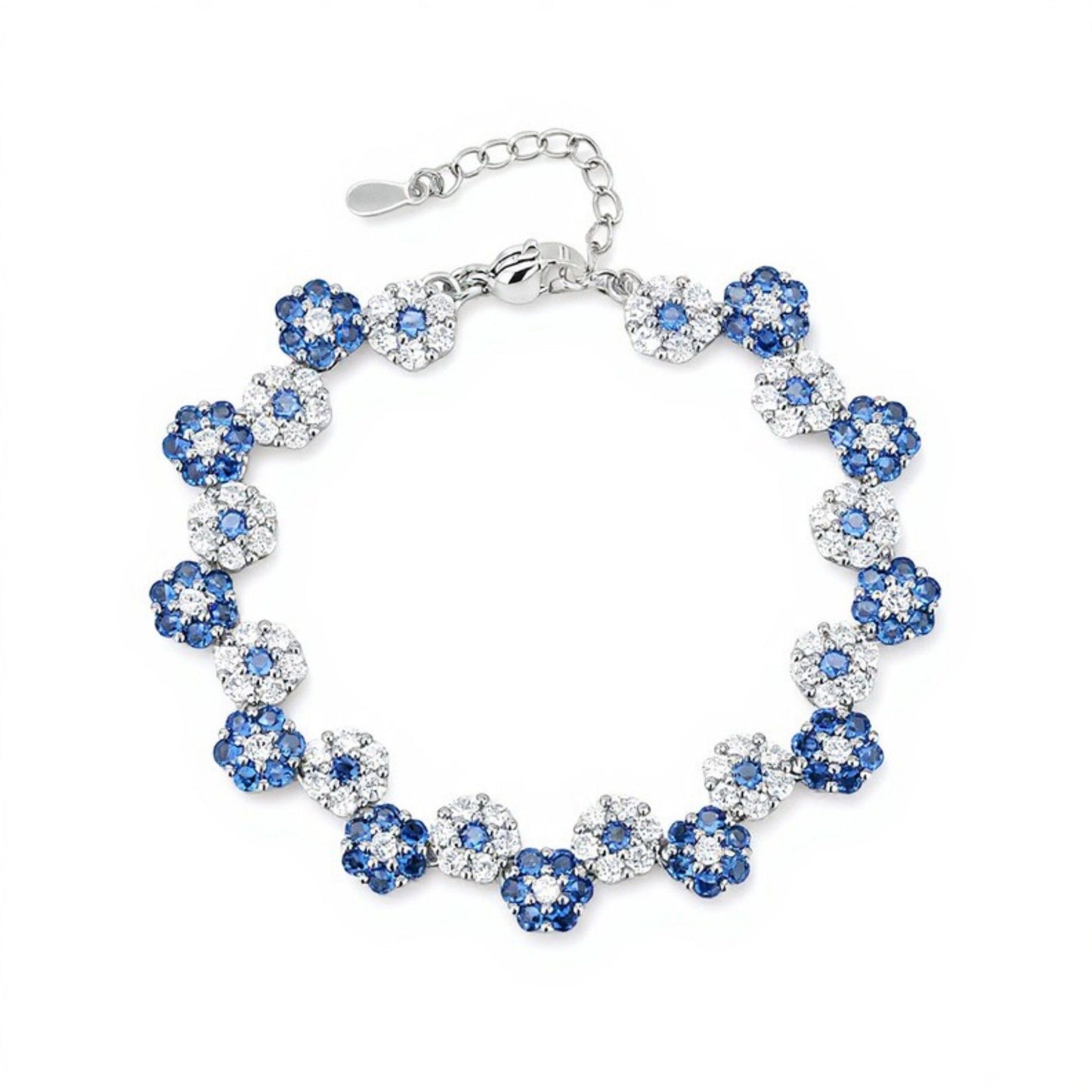 Women's Crystal Flower Bracelet with Rhinestone Accents