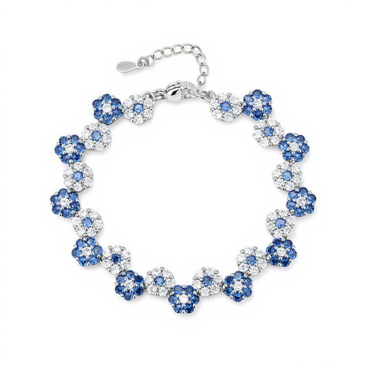 Women's Crystal Flower Bracelet with Rhinestone Accents