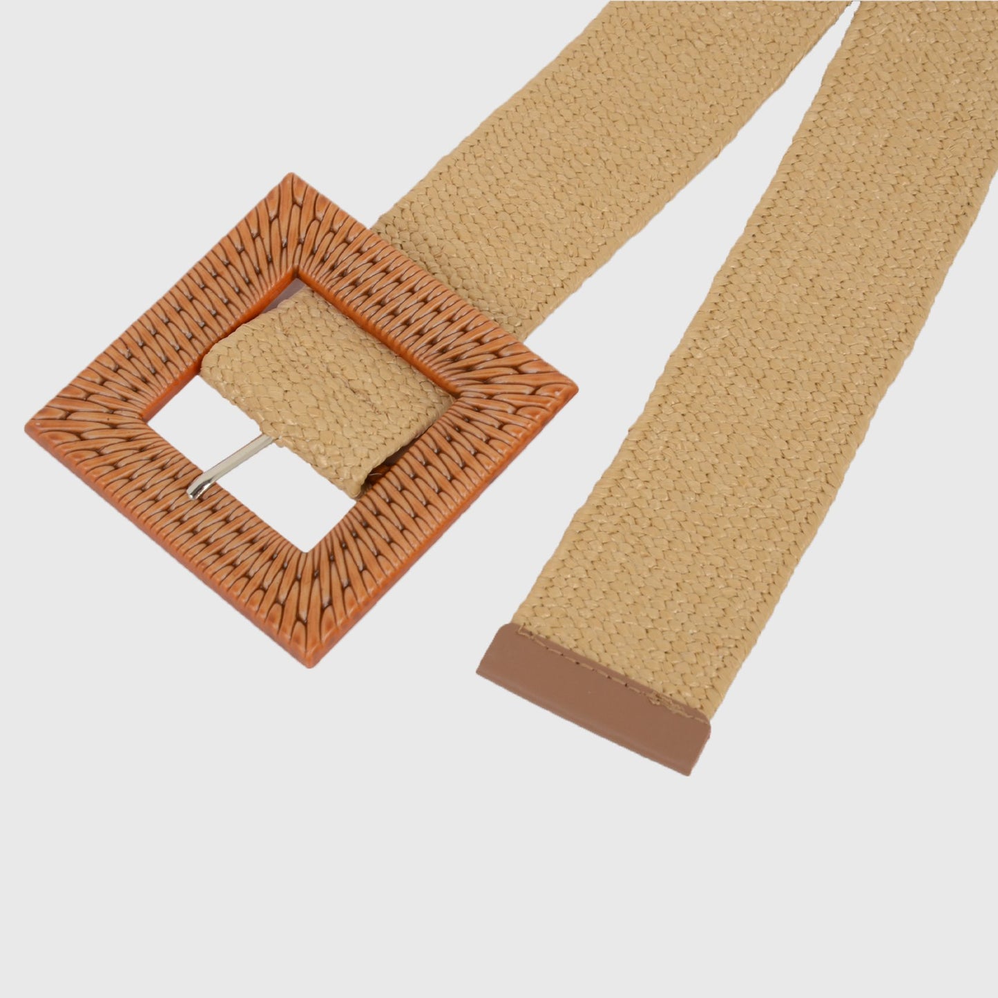 Stylish Straw Belt with Woven Buckle