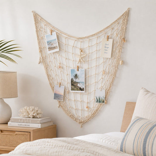 Decorative Fishing Net Wall Hanging Nautical Coastal Photo Display Decor