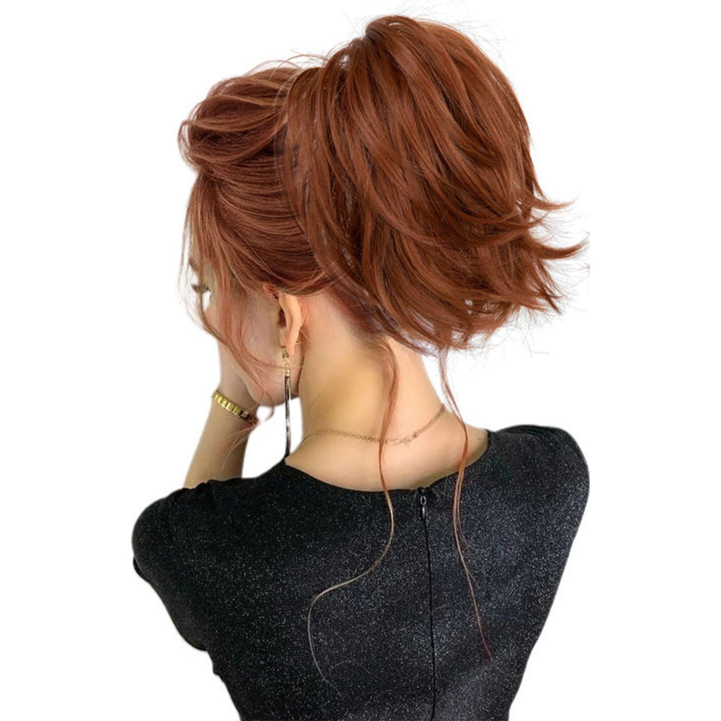 Short Tousled Layered Ponytail Hairpiece with Claw Clip Heat Resistant Synthetic Hair Natural Texture