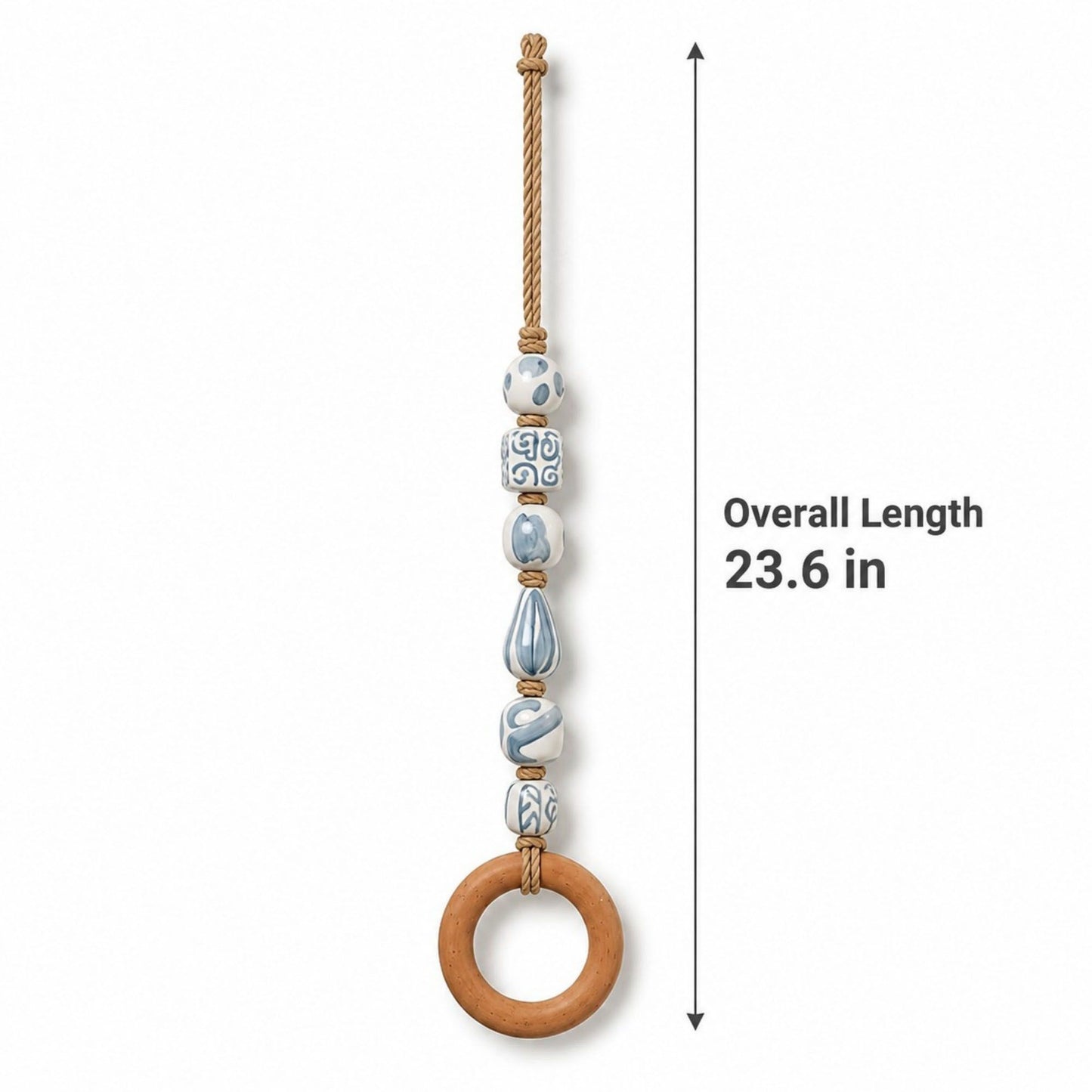 Coastal Beaded Wood Ring Towel Hanger