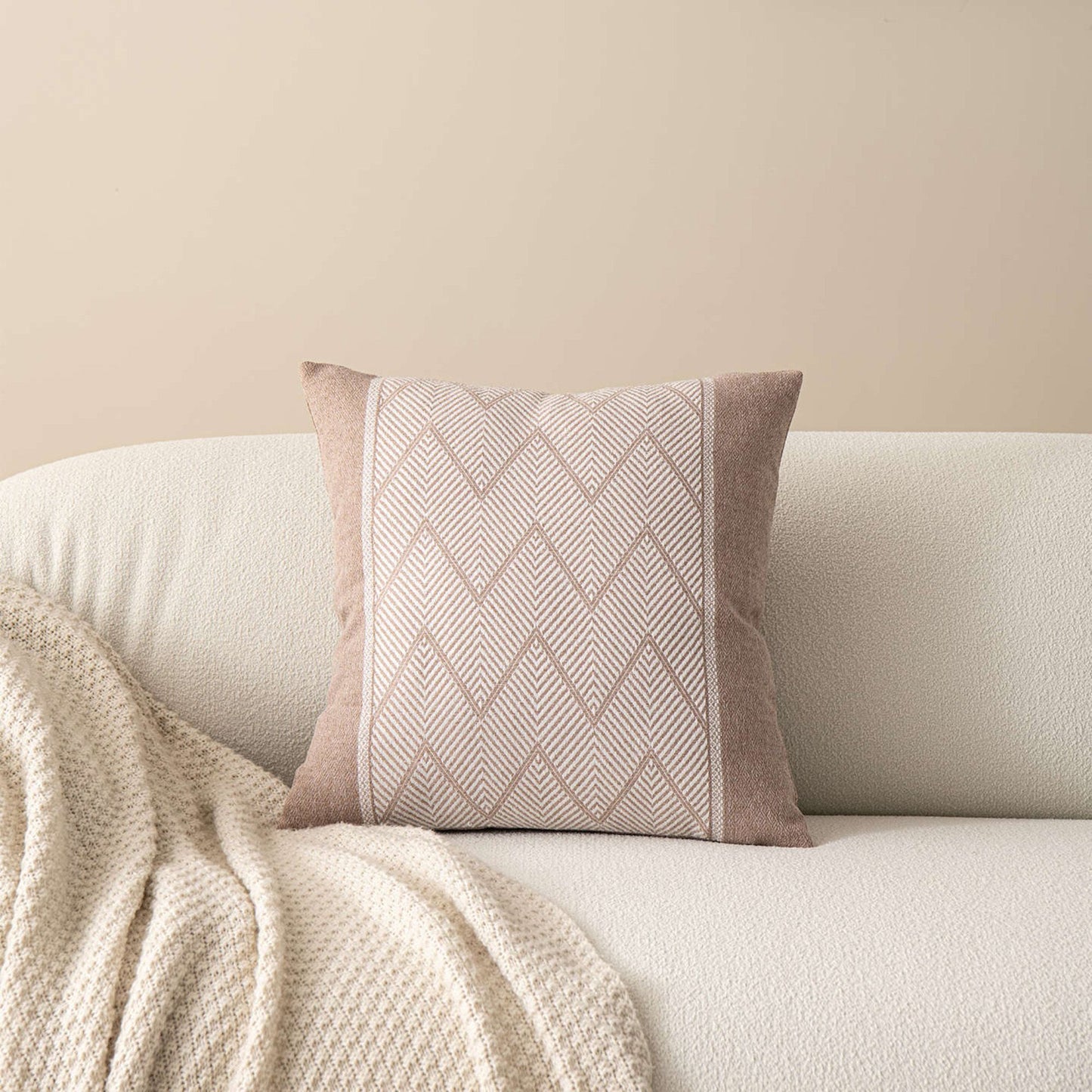 Decorative Throw Pillow Cover 17.7*17.7in Soft Cotton Fabric, Modern Chevron Pattern