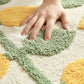 Tufted Floor Mat with Floral Daisy Pattern Non Slip Backing Soft Plush Decorative Scalloped Edge Rug
