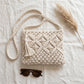 Macrame Crossbody Bag with Zip Closure and Interior Slip Pocket