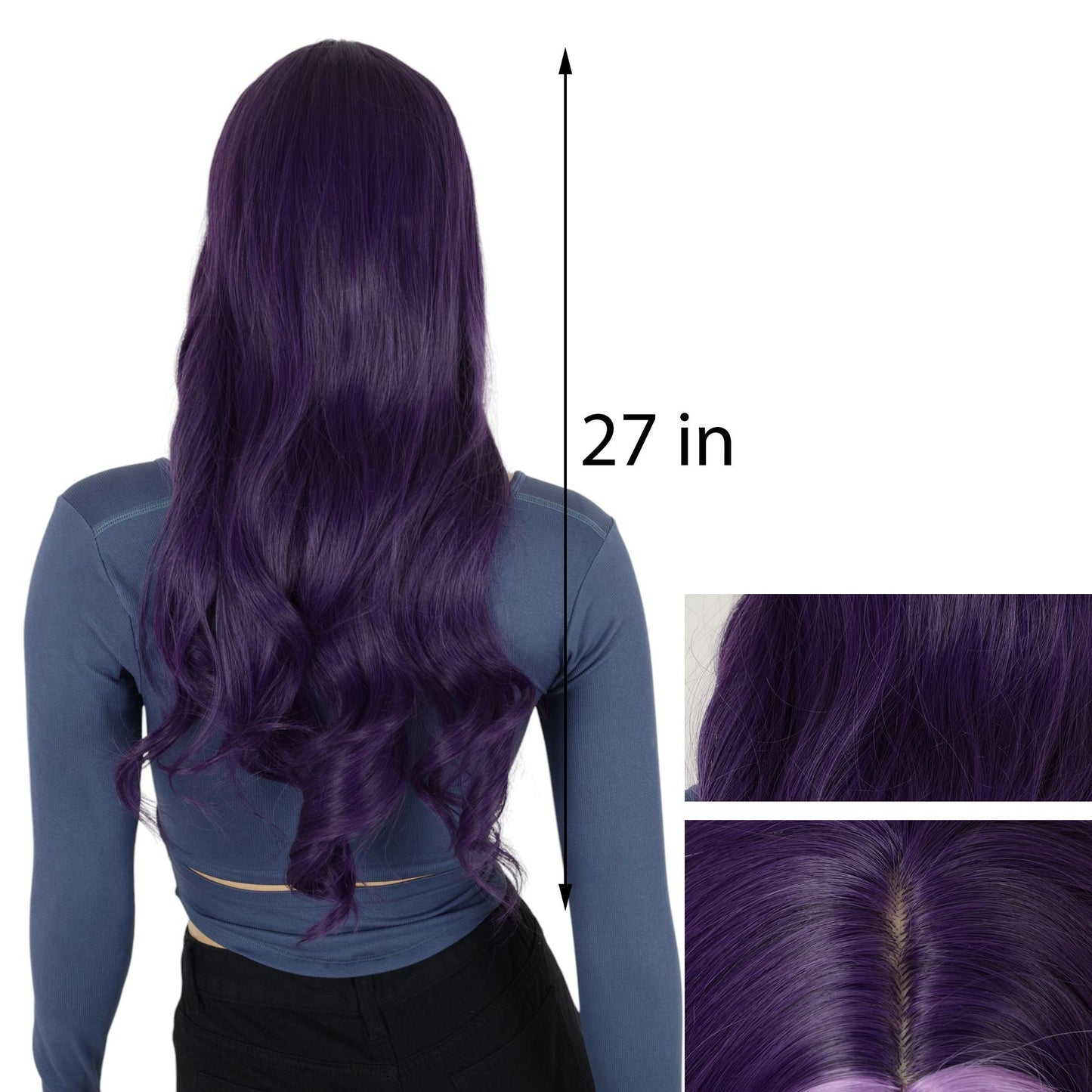 Long Wavy Wigs 27 Inch Middle Part Curly Wig for Daily Party Use