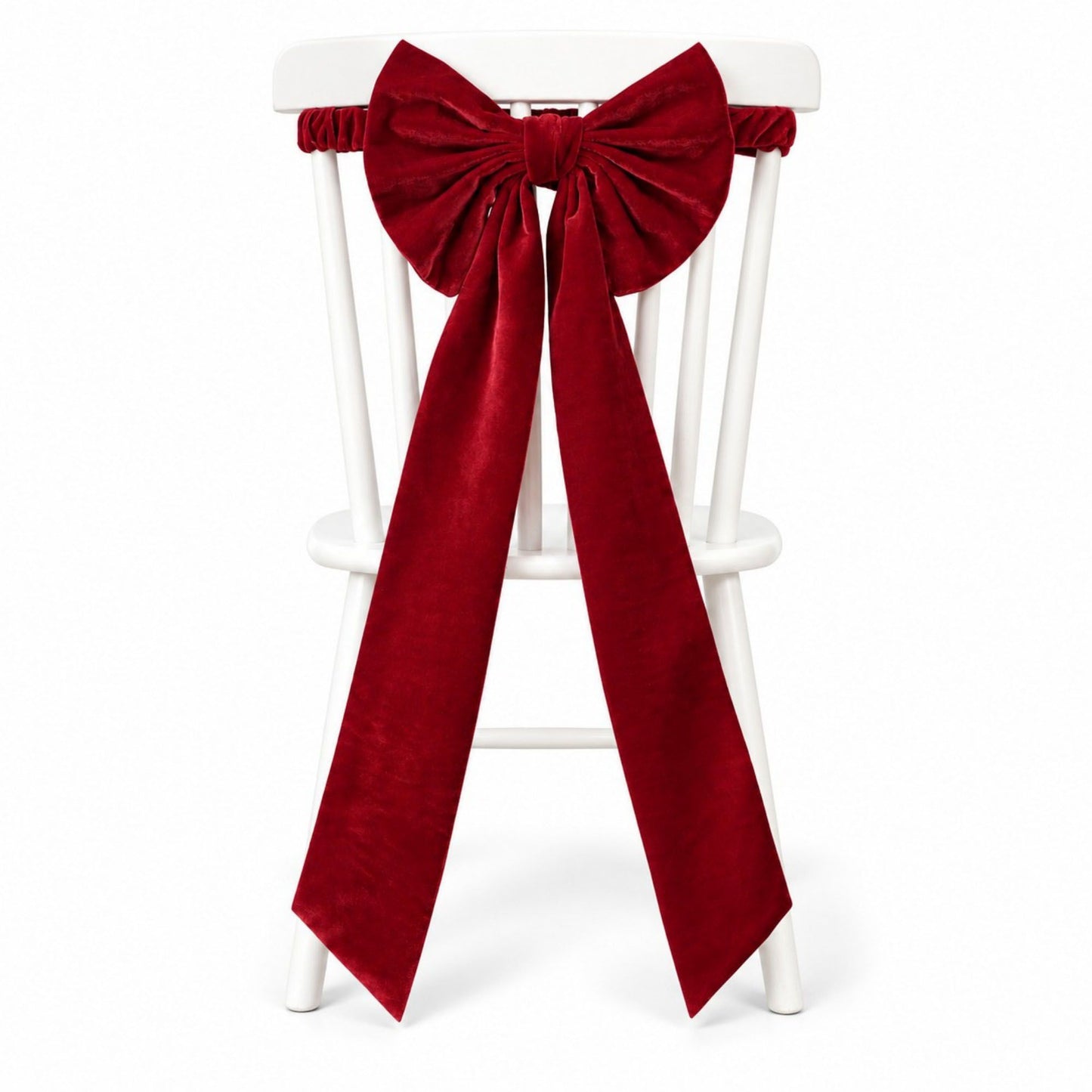 Burgundy Fabric Christmas Chair Bow Decoration