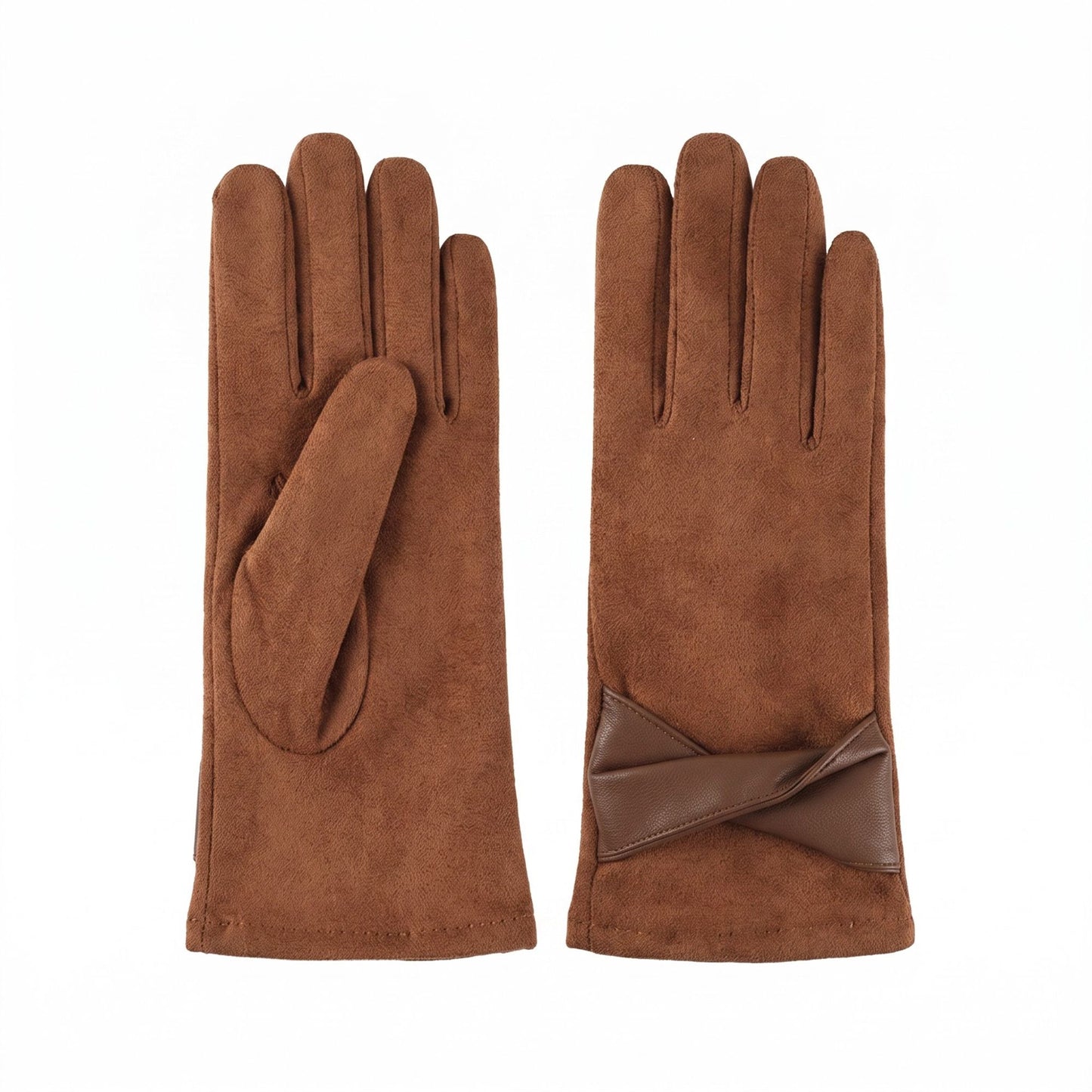 Bow Detail Full Finger Gloves with Soft Textured Finish