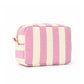 Striped Corduroy Cosmetic Pouch Makeup Bag with Zip Closure