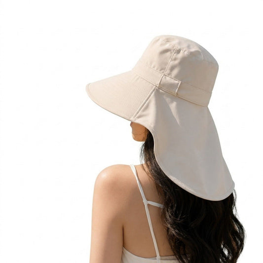 Wide Brim Sun Hat with Neck Flap Breathable Mesh Panel and Lightweight Outdoor Design