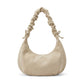 Faux Suede Hobo Shoulder Bag Ruched Strap Zipper Closure Everyday Purse