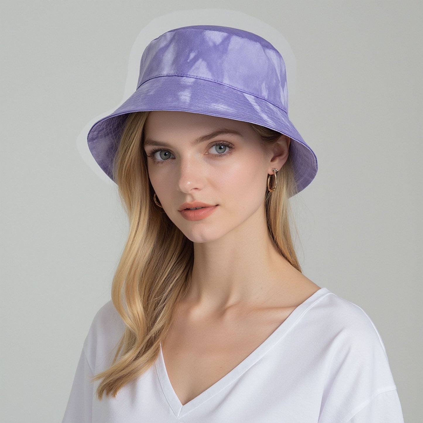 Summer Fisherman Hat Outdoor Travel Tie Dye Bucket Hat with Wide Brim Casual Sun Protection