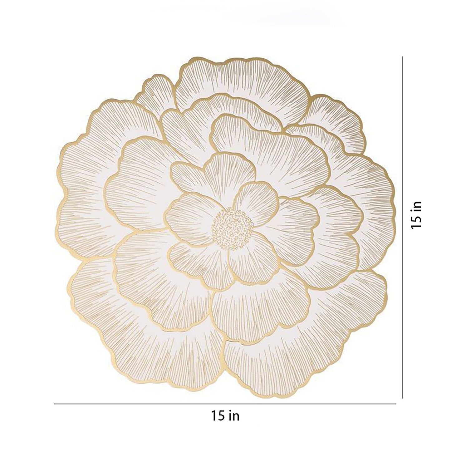 4 Pack Floral Round PVC Placemats Gold Trim Washable Heat Resistant Table Mats