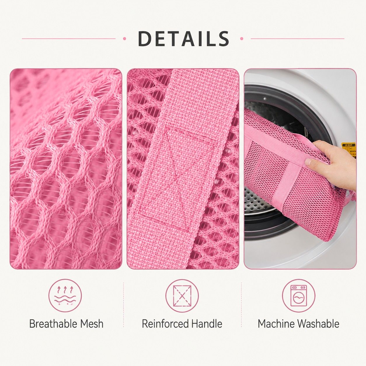 Mesh Drawstring Tote Bag with Carry Handles and Organizer Pouch