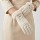 Winter Gloves with Faux Fur Cuffs and Bow Detail 9.8 x 4.7in