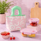 Printed Lunch Tote Bag with Padded Handles and Zipper Closure