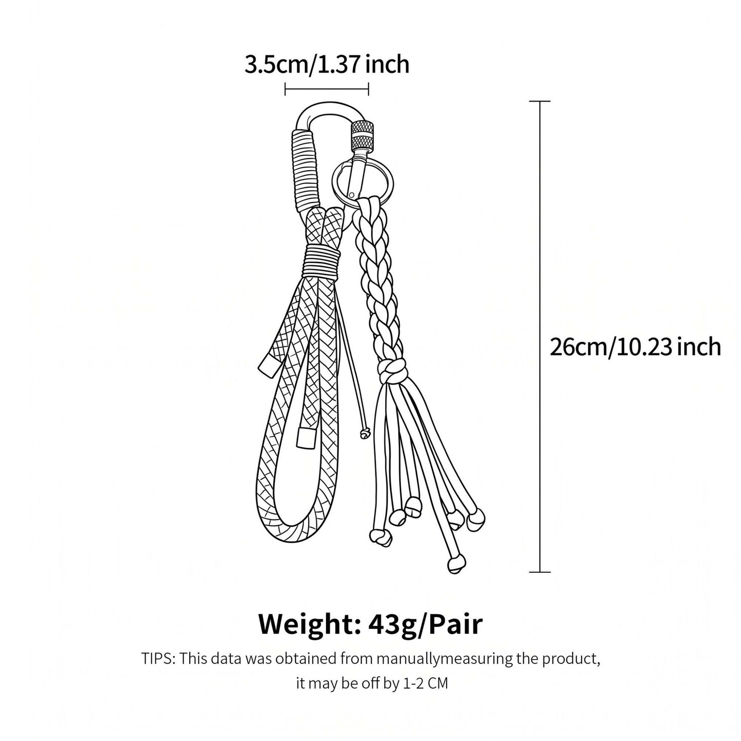Carabiner Braided Cord Backpack Charm Keychain