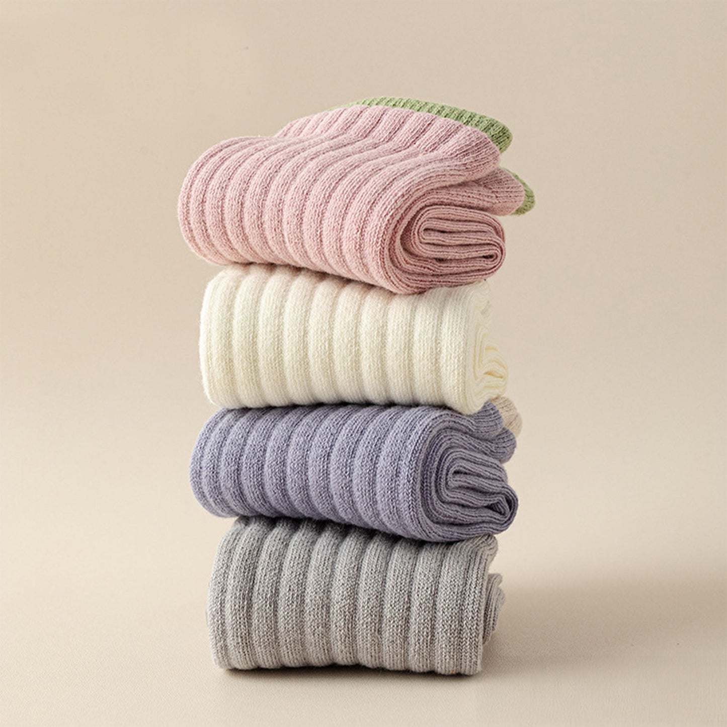 Womens Non-Slip Grip Crew Socks 3 Pair Pack Custom Color Combos Soft Ribbed Cotton with 3D Silicone Heel