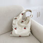 Cherry Embroidered Slouchy Shoulder Tote Bag Soft Lightweight Fabric Everyday Carryall86