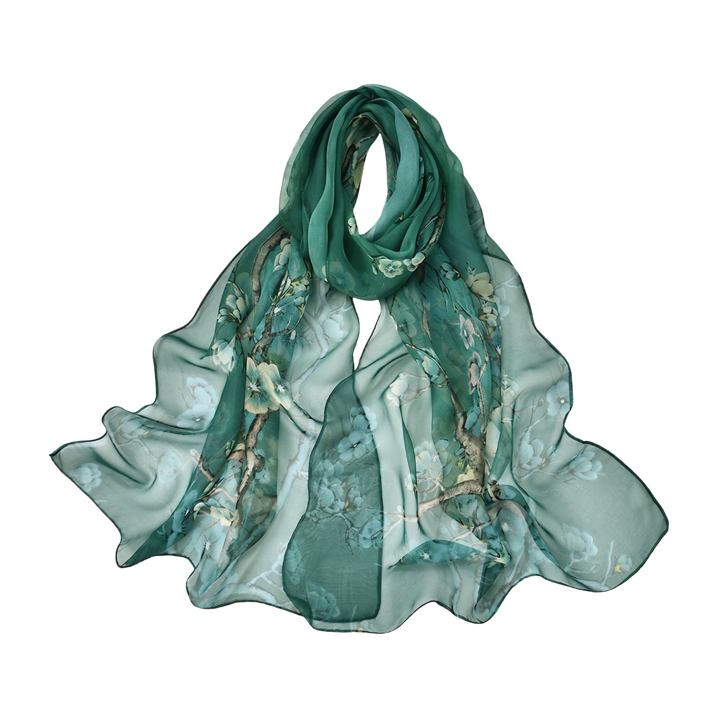 Floral Print Chiffon Scarf Lightweight Sheer Beach Shawl Wrap 63¡Á19.5 Inches