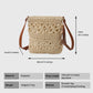 Women's Bohemian Crochet Shoulder Bag with Leather Straps