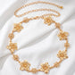 Multi Floral Metal Waist Chain Adjustable Botanical Statement Waist Jewelry 43.3in
