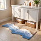 Abstract Ocean Wave Plush Bathroom Mat with Irregular Scalloped Edge