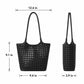 Woven Shoulder Bag with Cutout Design Soft Faux Leather Feel Tote and Inner Pouch