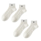 4 Pairs Heart Pattern Breathable Short Crew Socks Soft Stretch Knit Design Multiple Color Options