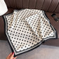 Polka Dot Satin Square Scarf with Contrasting Border Trim 27x27in