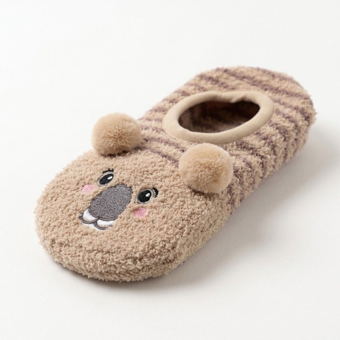 Fuzzy Bear Slipper Socks 2 Pair US 5-10.5