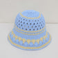 Crochet Knit Bucket Hat with Openwork Floral Pattern and Rolled Brim for Lightweight Summer Style