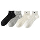 4 Pairs Heart Pattern Breathable Short Crew Socks Soft Stretch Knit Design Multiple Color Options