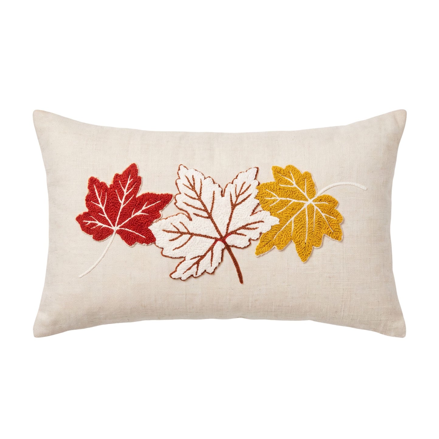 Fall Maple Leaf Textured Lumbar Throw Pillow Cover Autumn Sofa Bed Decor