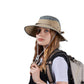 Wide Brim Outdoor Hat with Mesh Ventilation Snap-Up Sides and Chin Strap for Hiking, Beach, Travel, and Sun Protection