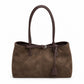 Large Suede Look Tote Bag with Double Handles Magnetic Closure and Interior Zip Pocket