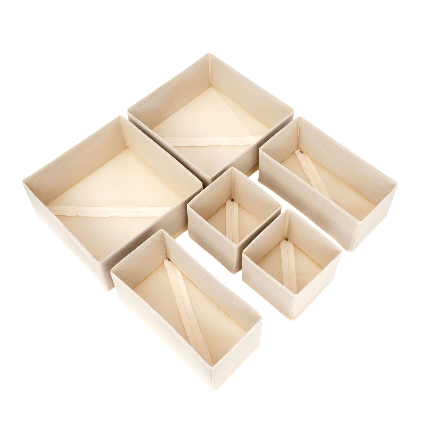 6 Piece Drawer Organizer Set Closet Storage Bins for Underwear Socks Foldable Storage Boxes