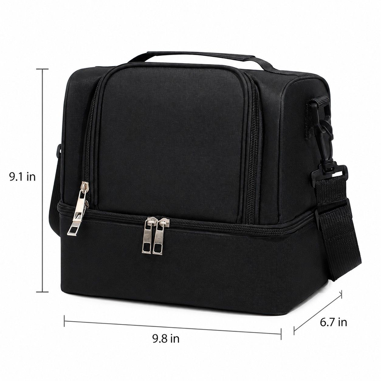 Dual Compartment Insulated Lunch Bag with Adjustable Shoulder Strap