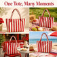 Striped Terry Cloth Tote Bag Roomy Beach and Travel Shoulder Carryall