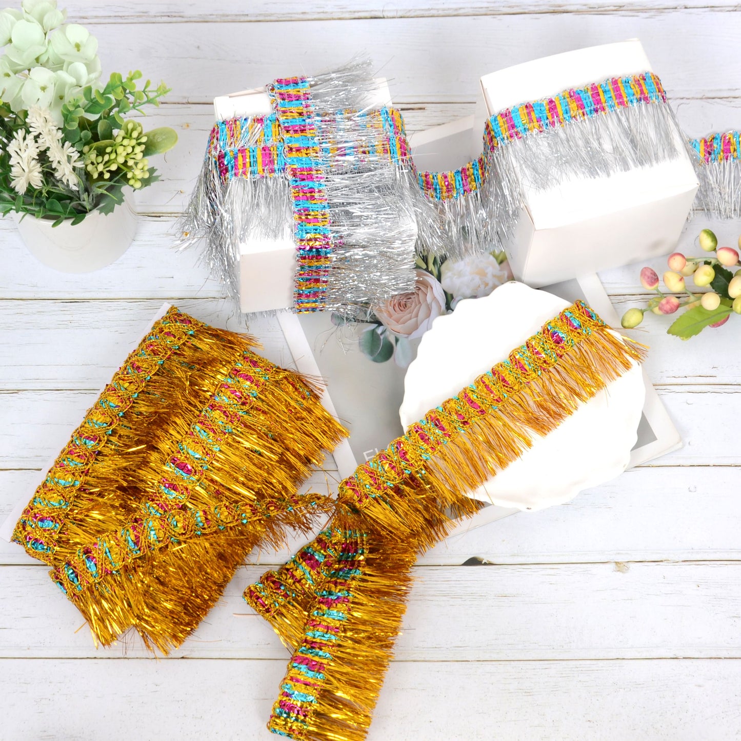 Fringe Tassel Lace Trim, 11 Yards 2.2 inch Wide, Sewing Trim for DIY Craft Garment Curtain Lamp Shade Tablecloth Stage Decoration