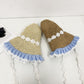 Straw Sun Hat with Gingham & Lace Trim
