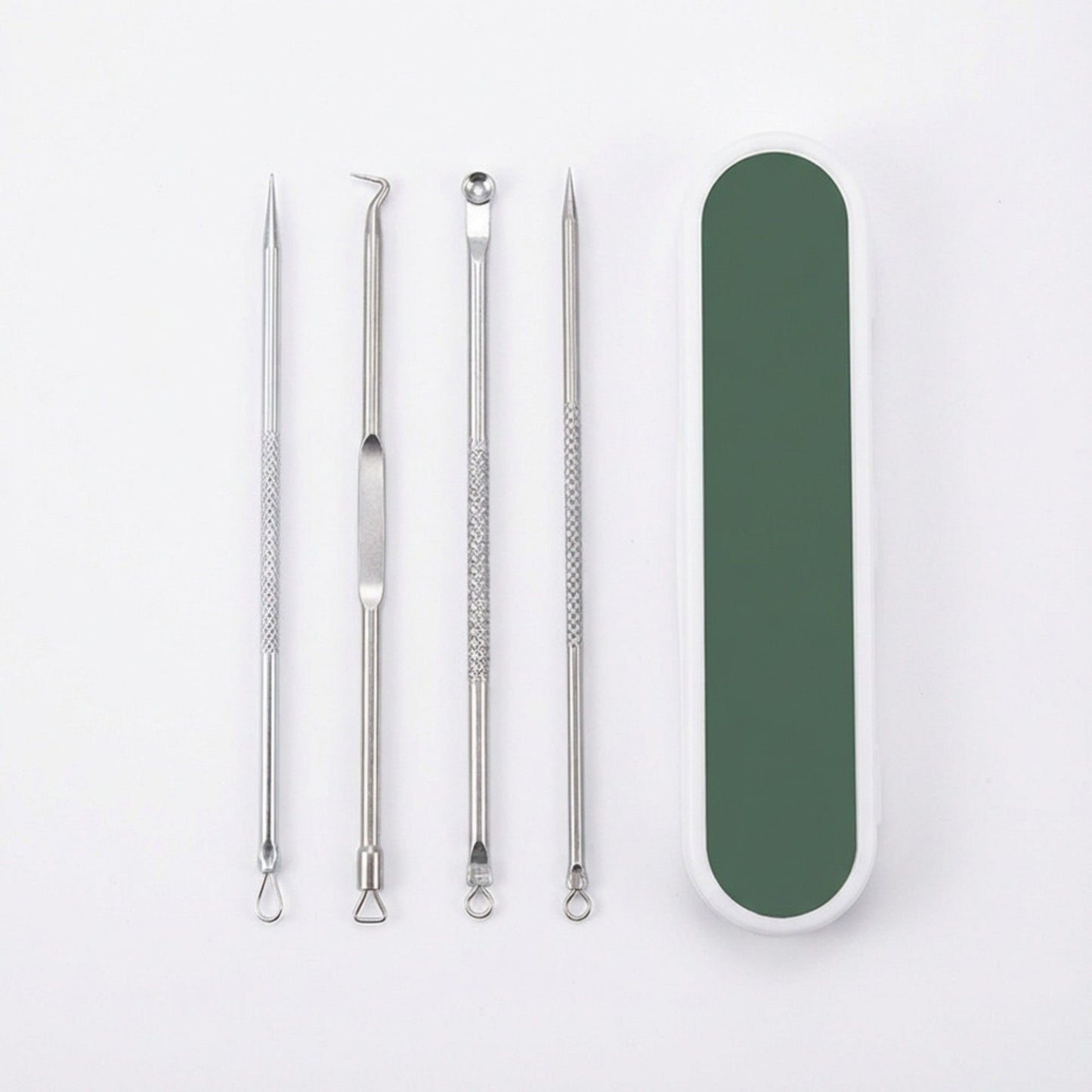 5-Piece Stainless Steel Blackhead and Blemish Removal Tool Set with Storage Case for Facial Care