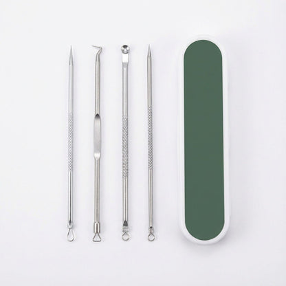5-Piece Stainless Steel Blackhead and Blemish Removal Tool Set with Storage Case for Facial Care