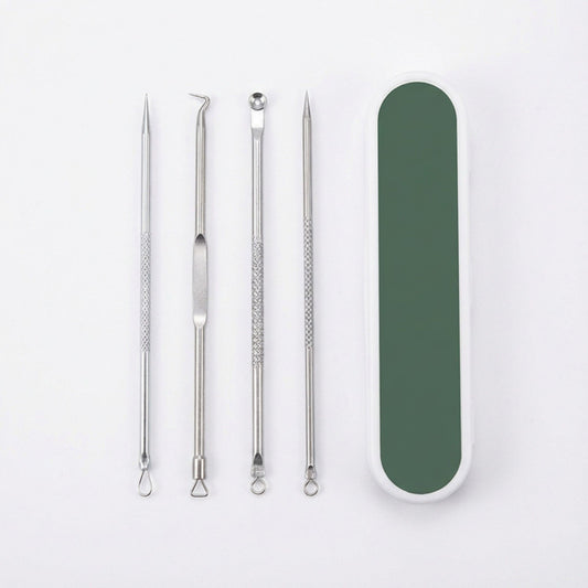 5-Piece Stainless Steel Blackhead and Blemish Removal Tool Set with Storage Case for Facial Care