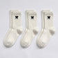 3-Pair Bow Embroidered Crew Socks Set, Ribbed Knit Casual Hosiery