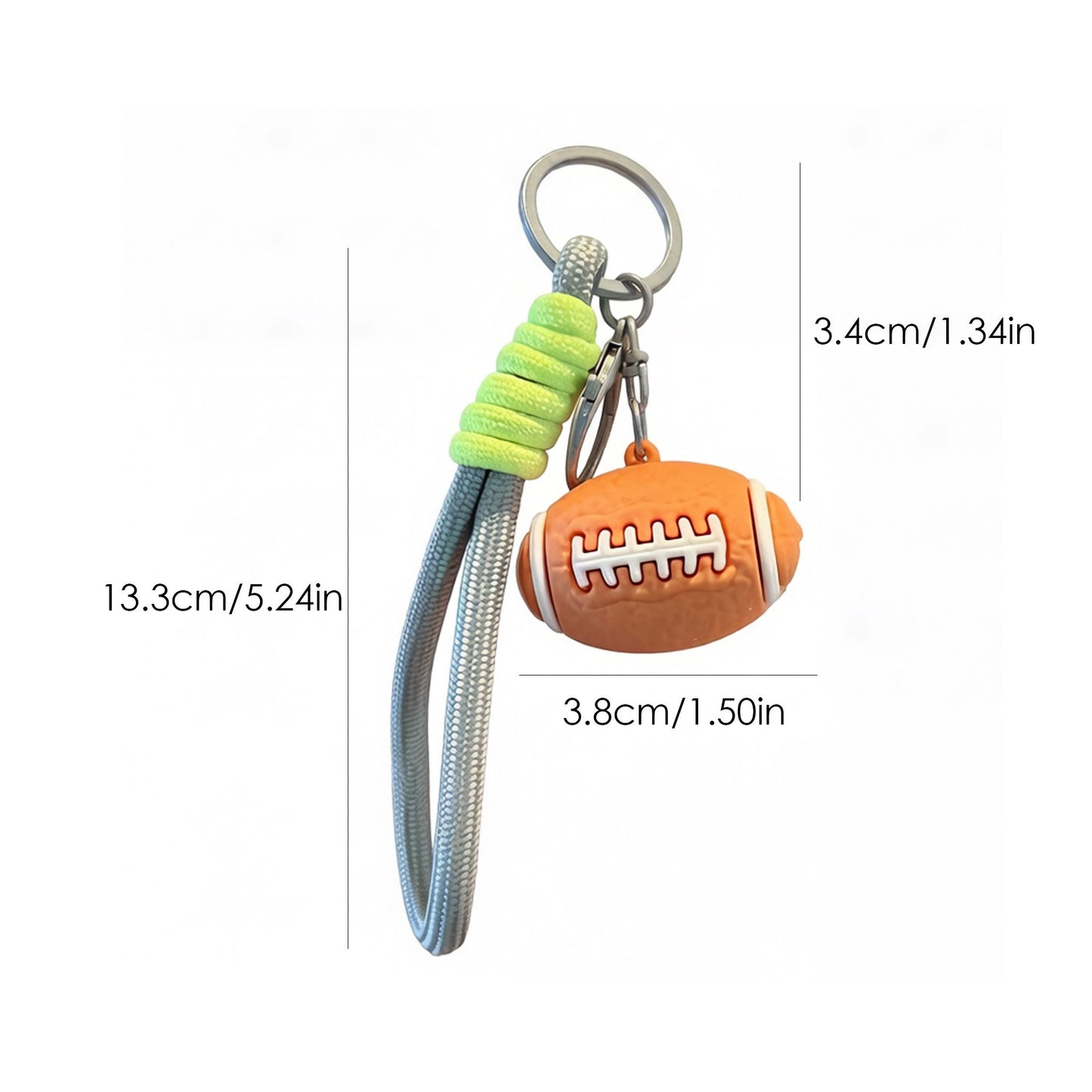2 Pack Sports Ball Keychains with Wrist Strap and Clip Ring